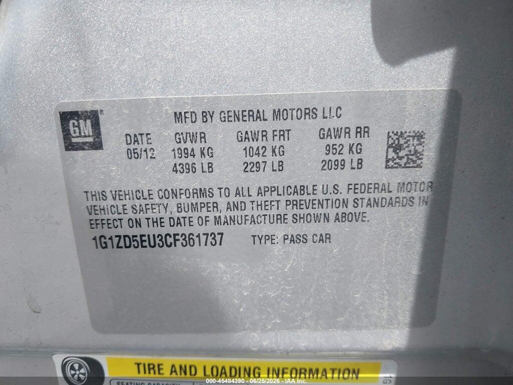 1G1ZD5EU3CF361737 2012 CHEVROLET MALIBU photo no. 9
