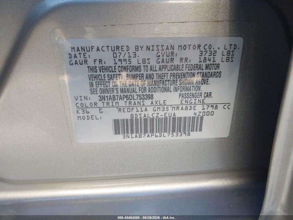 3N1AB7AP6DL753398 2013 NISSAN SENTRA photo no. 9