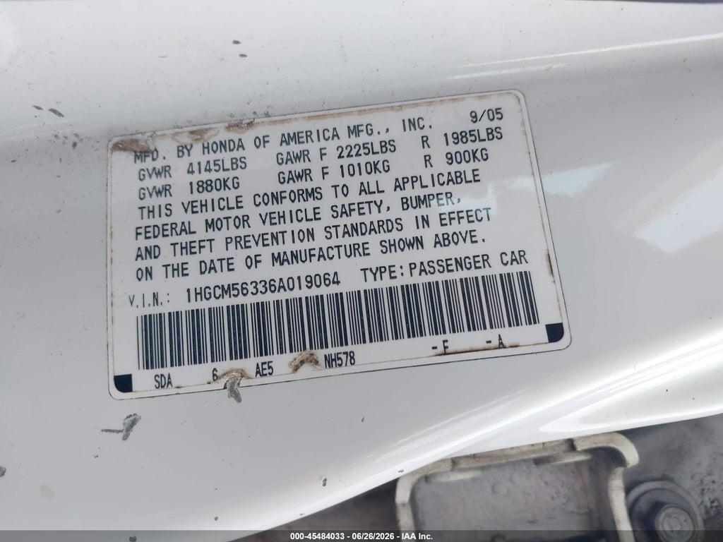 1HGCM56336A019064 2006 HONDA ACCORD photo no. 9