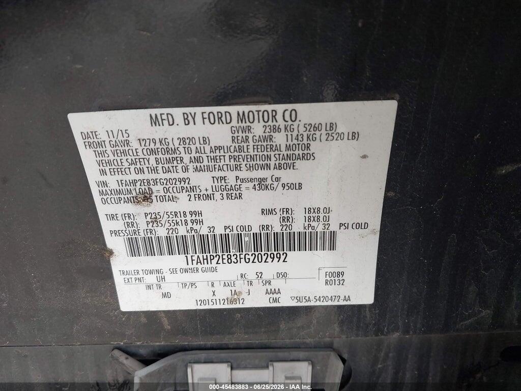 1FAHP2E83FG202992 2015 FORD TAURUS photo no. 9