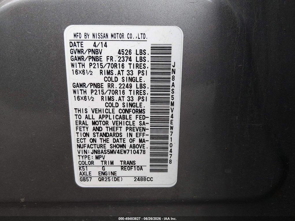 JN8AS5MV4EW710478 2014 NISSAN ROGUE SELECT photo no. 9