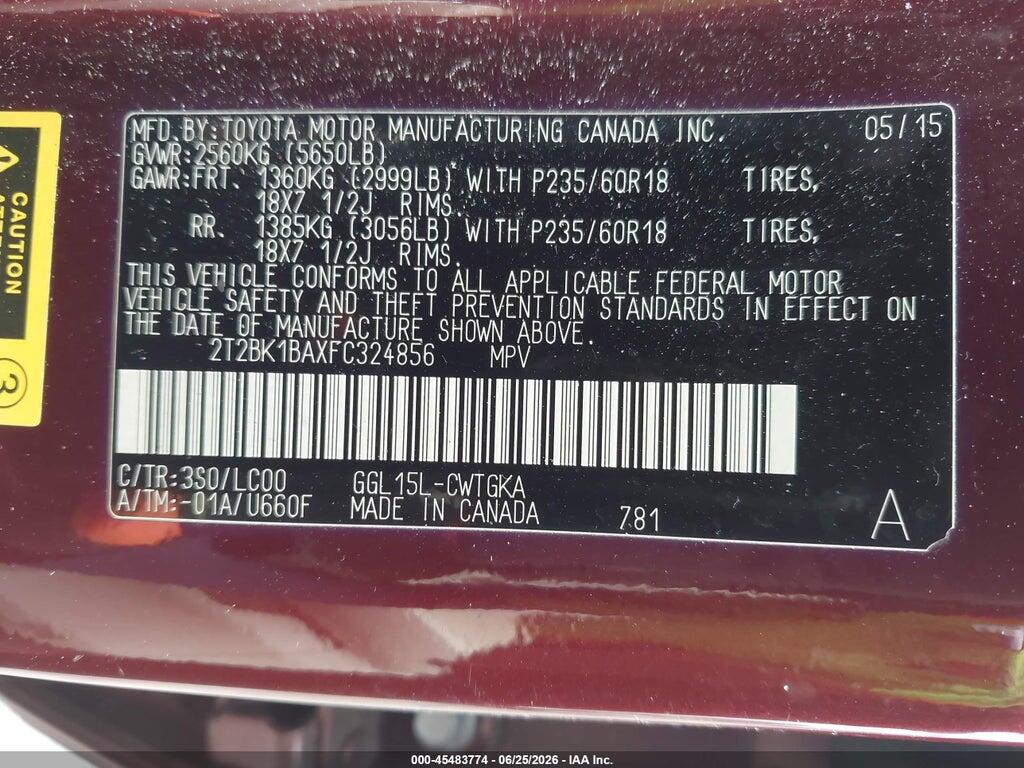 2T2BK1BAXFC324856 2015 LEXUS RX 350 photo no. 9
