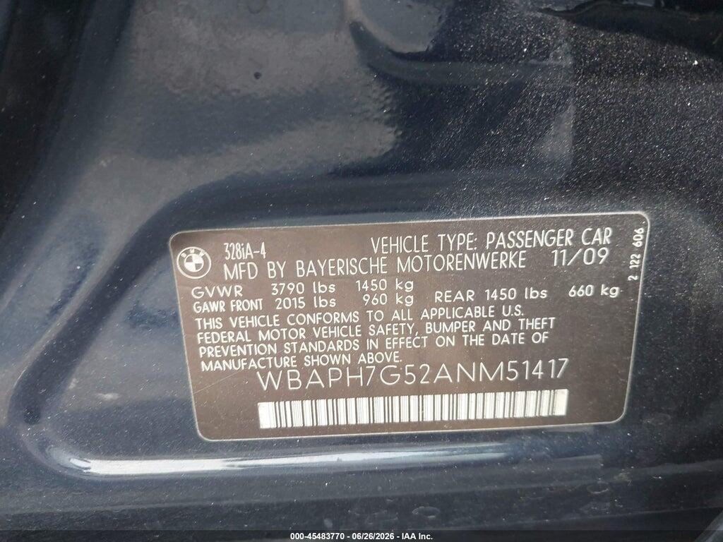 WBAPH7G52ANM51417 2010 BMW 328I photo no. 9