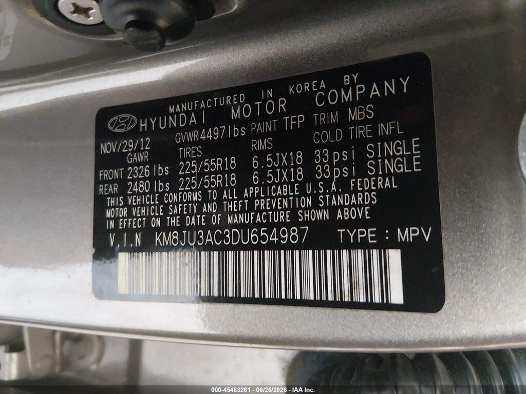 KM8JU3AC3DU654987 2013 HYUNDAI TUCSON photo no. 9