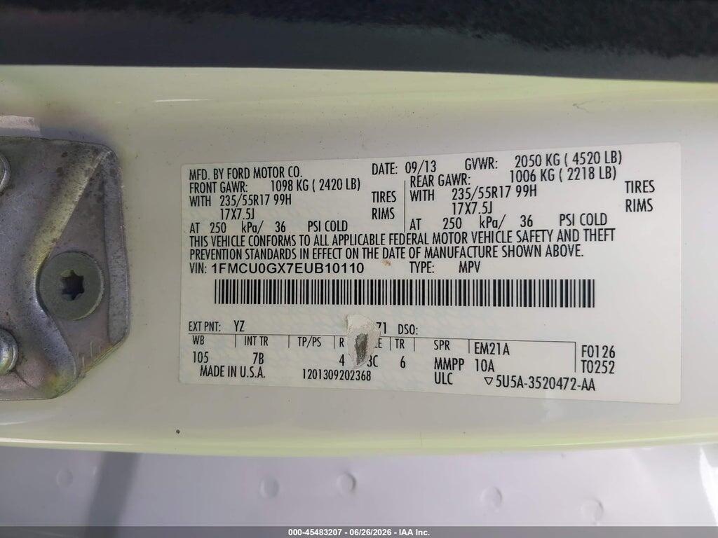 1FMCU0GX7EUB10110 2014 FORD ESCAPE photo no. 9
