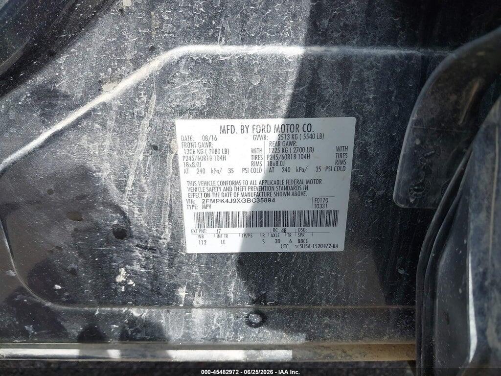 2FMPK4J9XGBC35894 2016 FORD EDGE photo no. 9