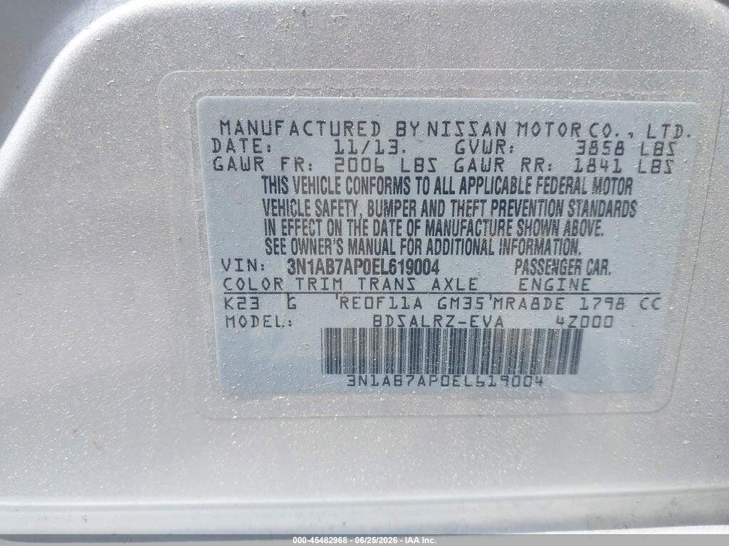 3N1AB7AP0EL619004 2014 NISSAN SENTRA photo no. 9