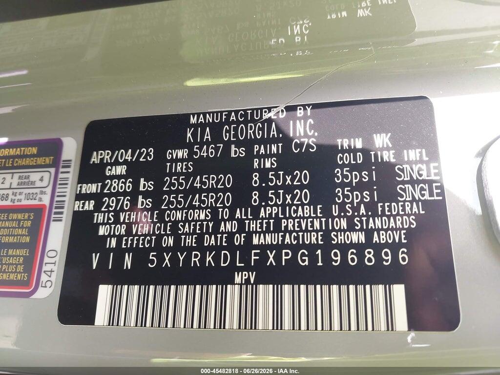 5XYRKDLFXPG196896 2023 KIA SORENTO photo no. 9