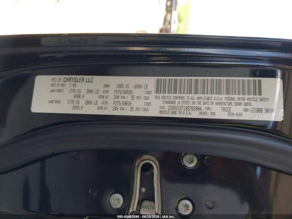 1D3HV13T19S762004 2009 DODGE RAM 1500 photo no. 9