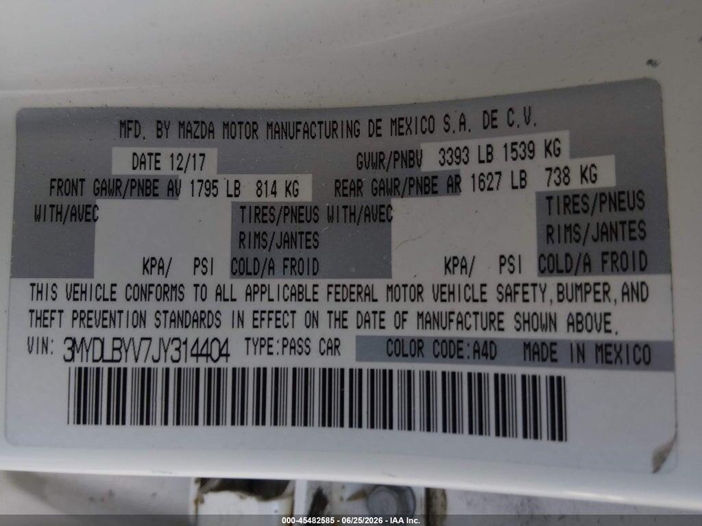 3MYDLBYV7JY314404 2018 TOYOTA YARIS IA photo no. 9