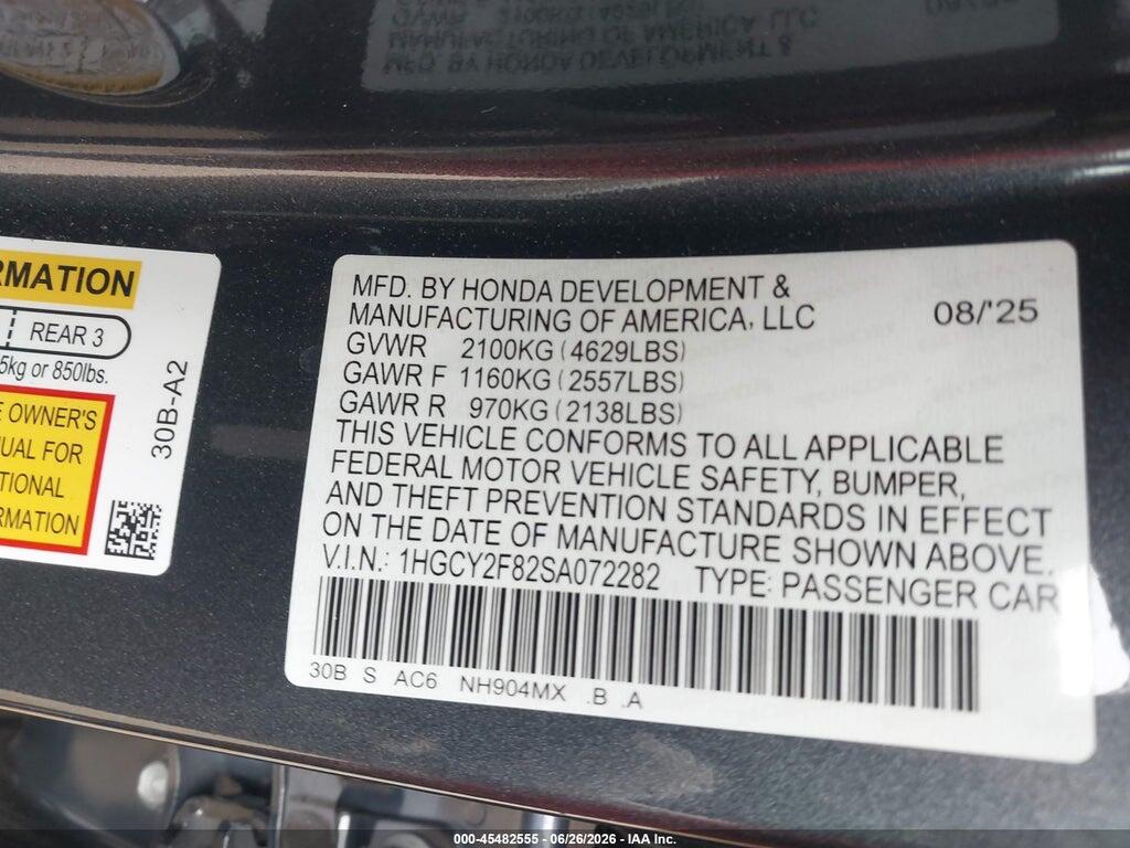 1HGCY2F82SA072282 2025 HONDA ACCORD HYBRID photo no. 9