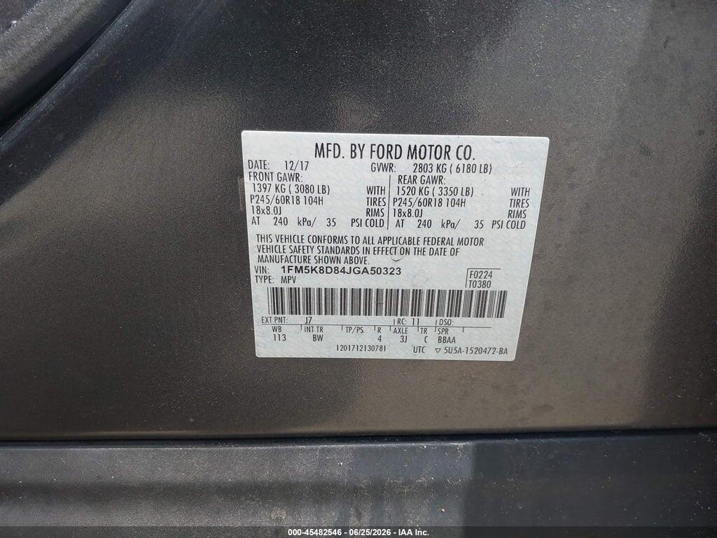 1FM5K8D84JGA50323 2018 FORD EXPLORER photo no. 9