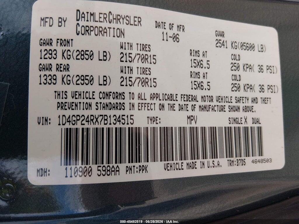1D4GP24RX7B134515 2007 DODGE GRAND CARAVAN photo no. 9