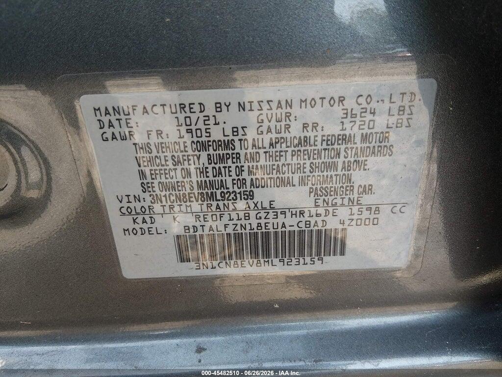 3N1CN8EV8ML923159 2021 NISSAN VERSA photo no. 9