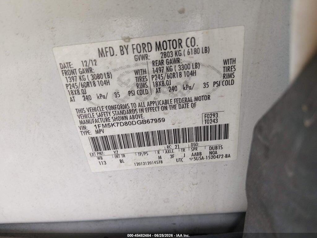 1FM5K7D80DGB67959 2013 FORD EXPLORER photo no. 9