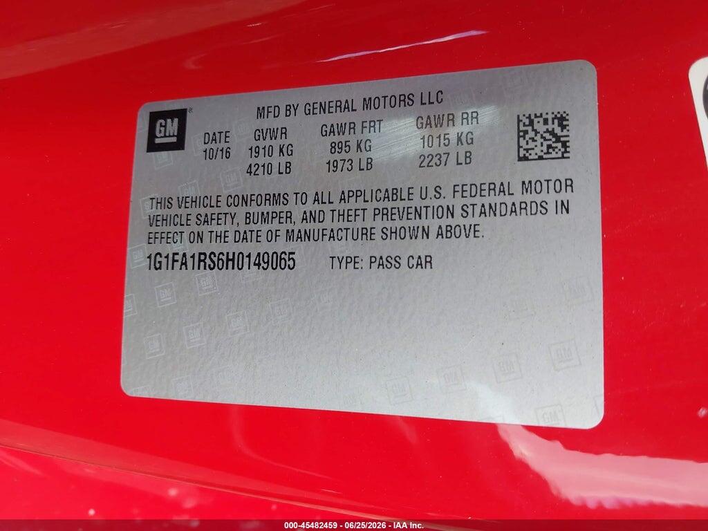 1G1FA1RS6H0149065 2017 CHEVROLET CAMARO photo no. 9