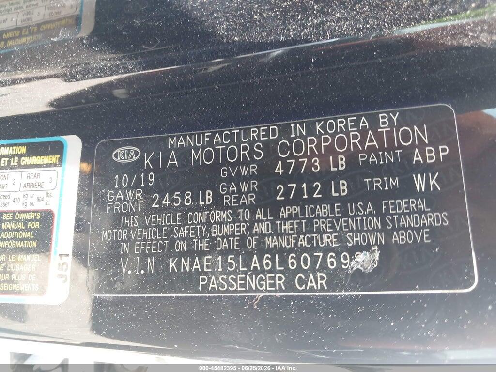 KNAE15LA6L6076938 2020 KIA STINGER photo no. 9