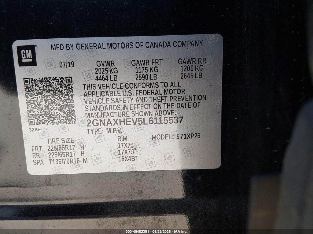 2GNAXHEV5L6115537 2020 CHEVROLET EQUINOX photo no. 9