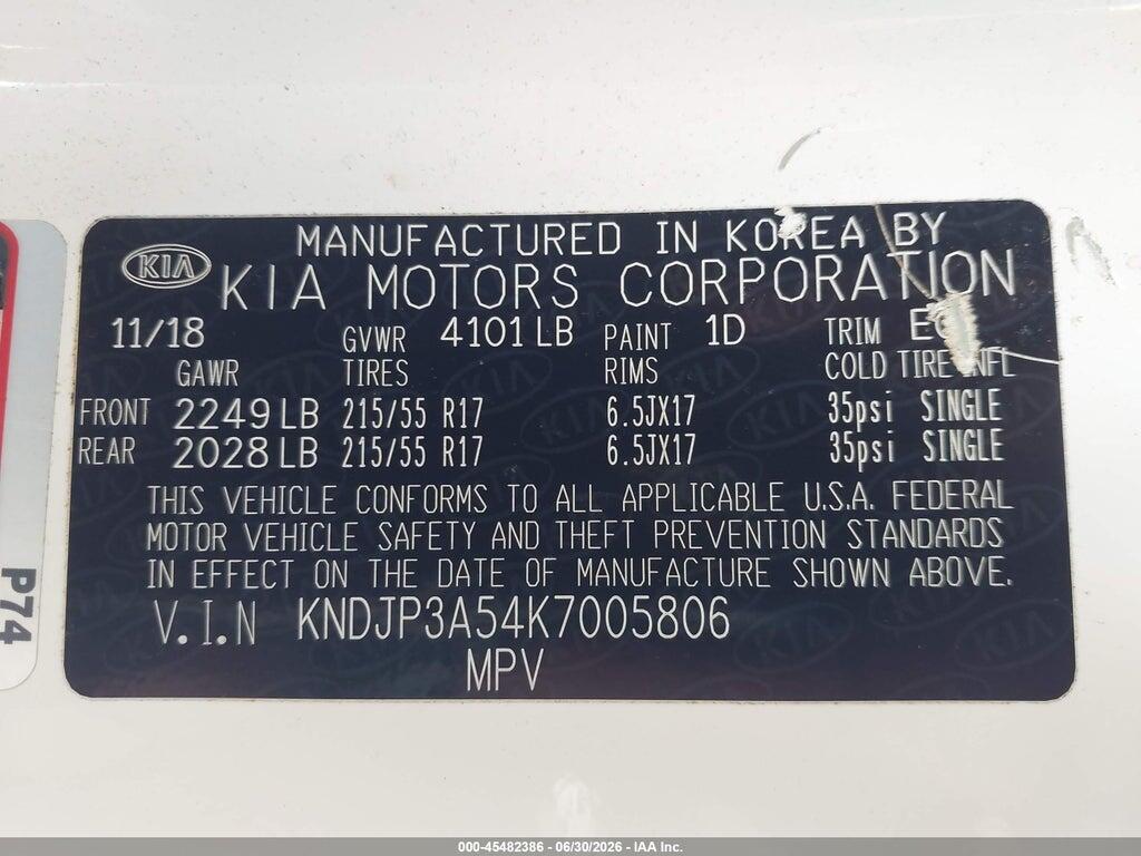 KNDJP3A54K7005806 2019 KIA SOUL photo no. 9
