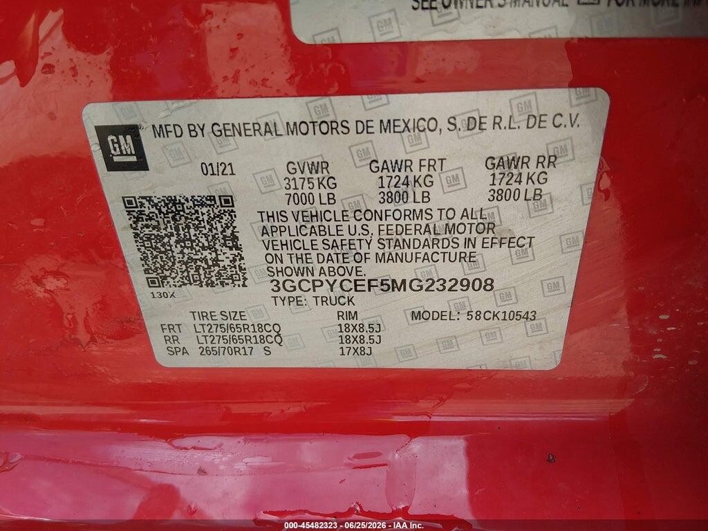 3GCPYCEF5MG232908 2021 CHEVROLET SILVERADO 1500 photo no. 9