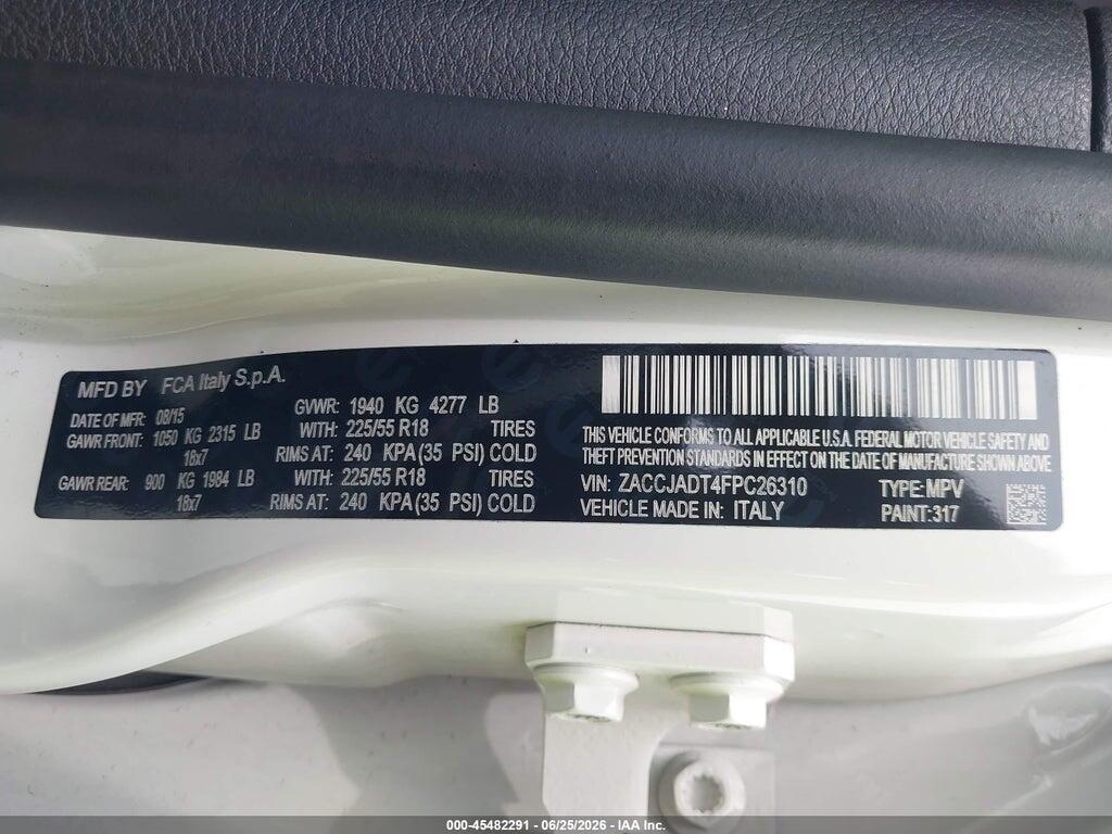 ZACCJADT4FPC26310 2015 JEEP RENEGADE photo no. 9