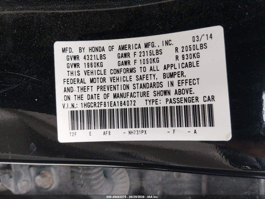 1HGCR2F81EA184072 2014 HONDA ACCORD photo no. 9