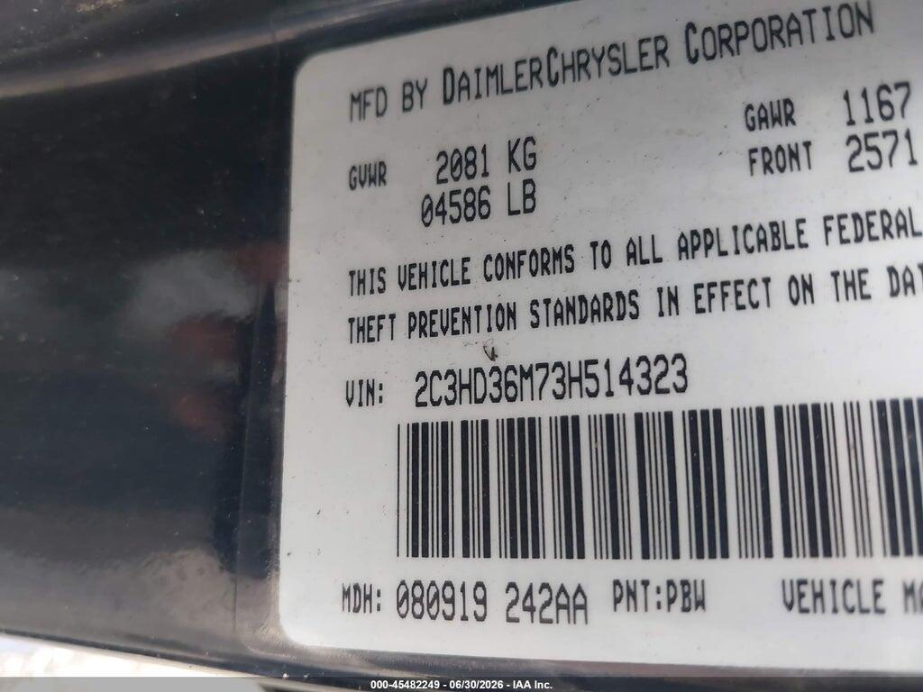 2C3HD36M73H514323 2003 CHRYSLER CONCORDE photo no. 9