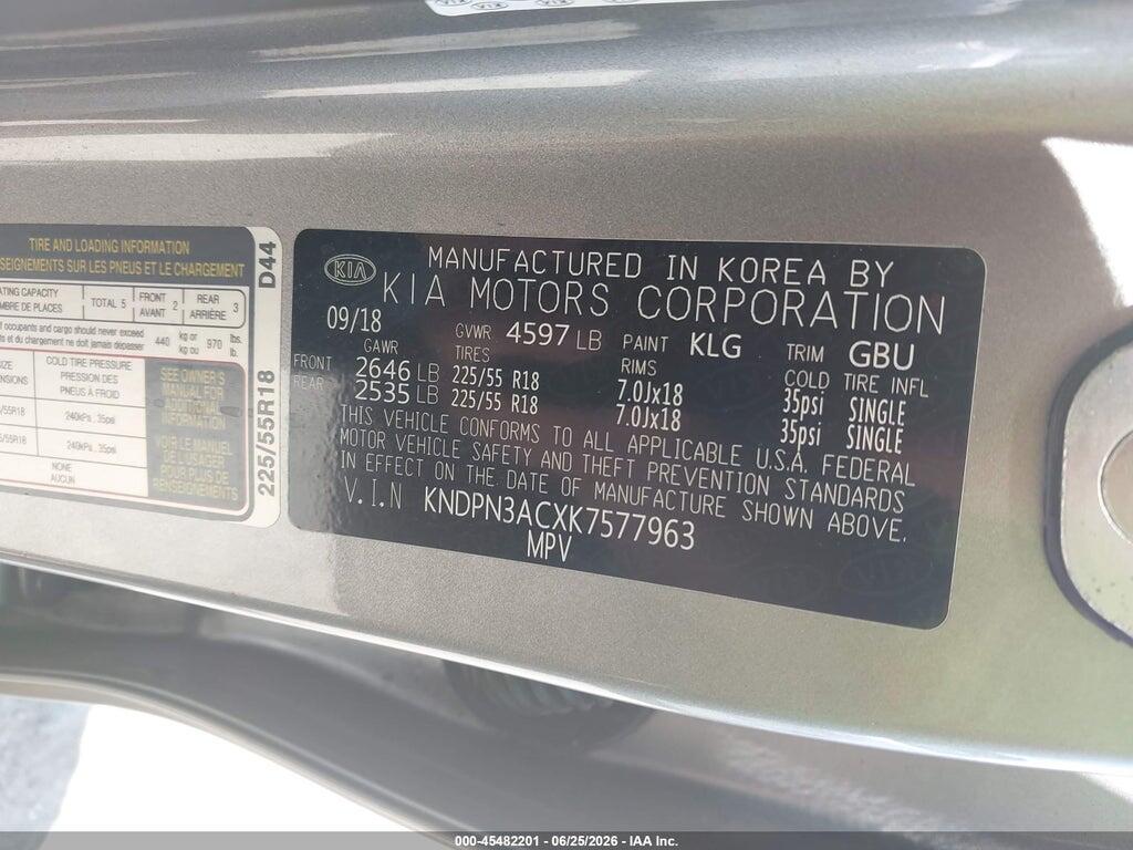 KNDPN3ACXK7577963 2019 KIA SPORTAGE photo no. 9