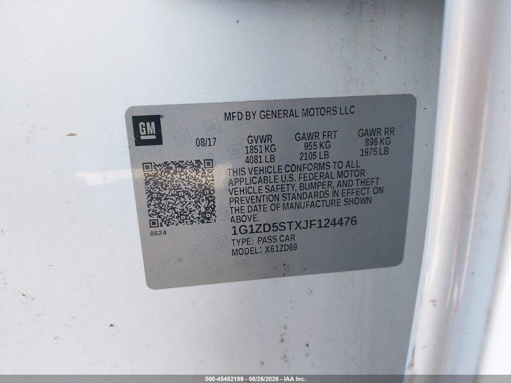 1G1ZD5STXJF124476 2018 CHEVROLET MALIBU photo no. 9