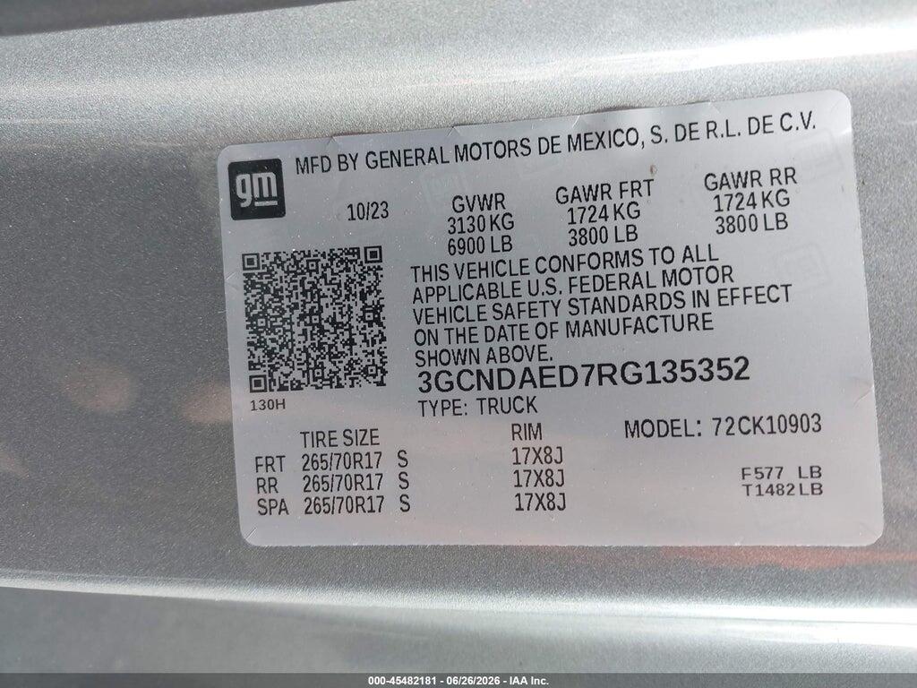 3GCNDAED7RG135352 2024 CHEVROLET SILVERADO 1500 photo no. 9
