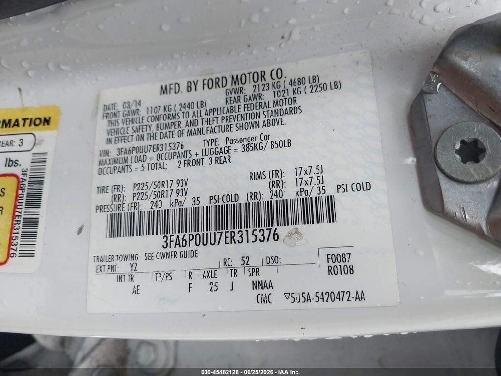 3FA6P0UU7ER315376 2014 FORD FUSION HYBRID photo no. 9