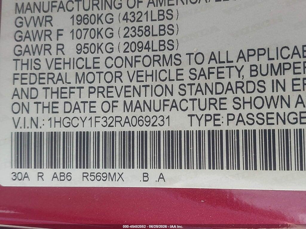 1HGCY1F32RA069231 2024 HONDA ACCORD photo no. 9