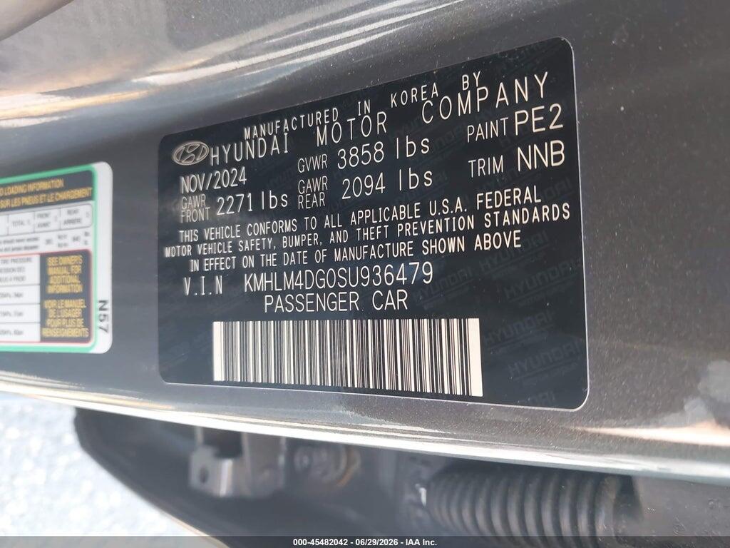 KMHLM4DG0SU936479 2025 HYUNDAI ELANTRA photo no. 9