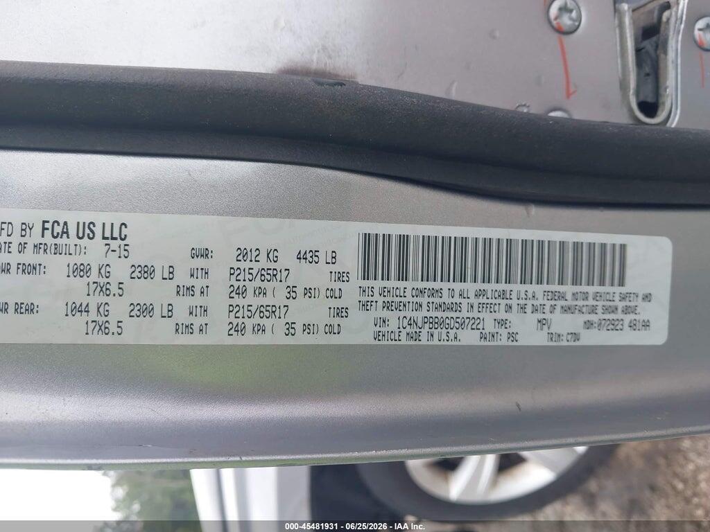 1C4NJPBB0GD507221 2016 JEEP PATRIOT photo no. 9