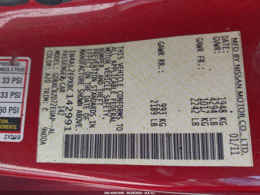 1N4AL2EPXBC142991 2011 NISSAN ALTIMA photo no. 9