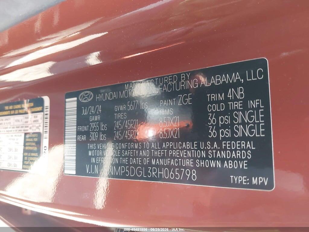 5NMP5DGL3RH065798 2024 HYUNDAI SANTA FE photo no. 9