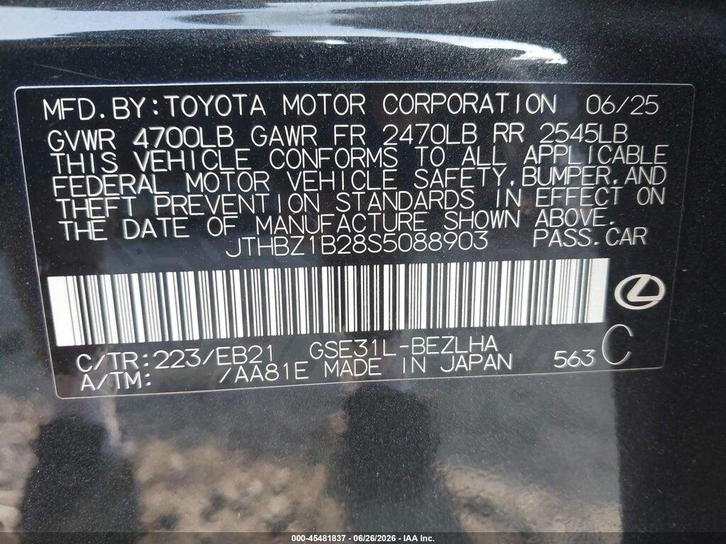 JTHBZ1B28S5088903 2025 LEXUS IS 350 photo no. 9