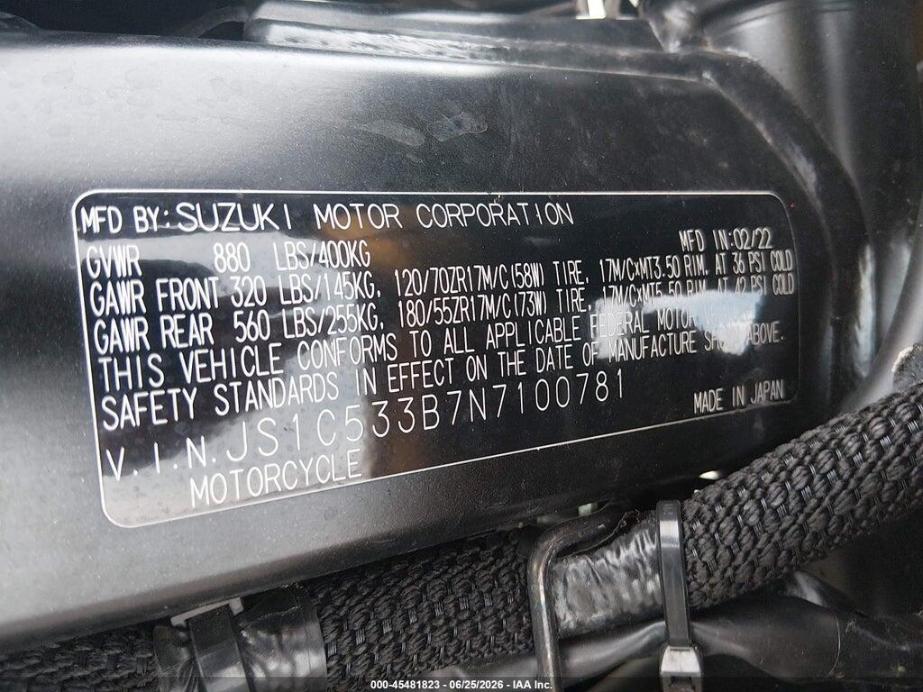 JS1C533B7N7100781 2022 SUZUKI GSX-S750 photo no. 10