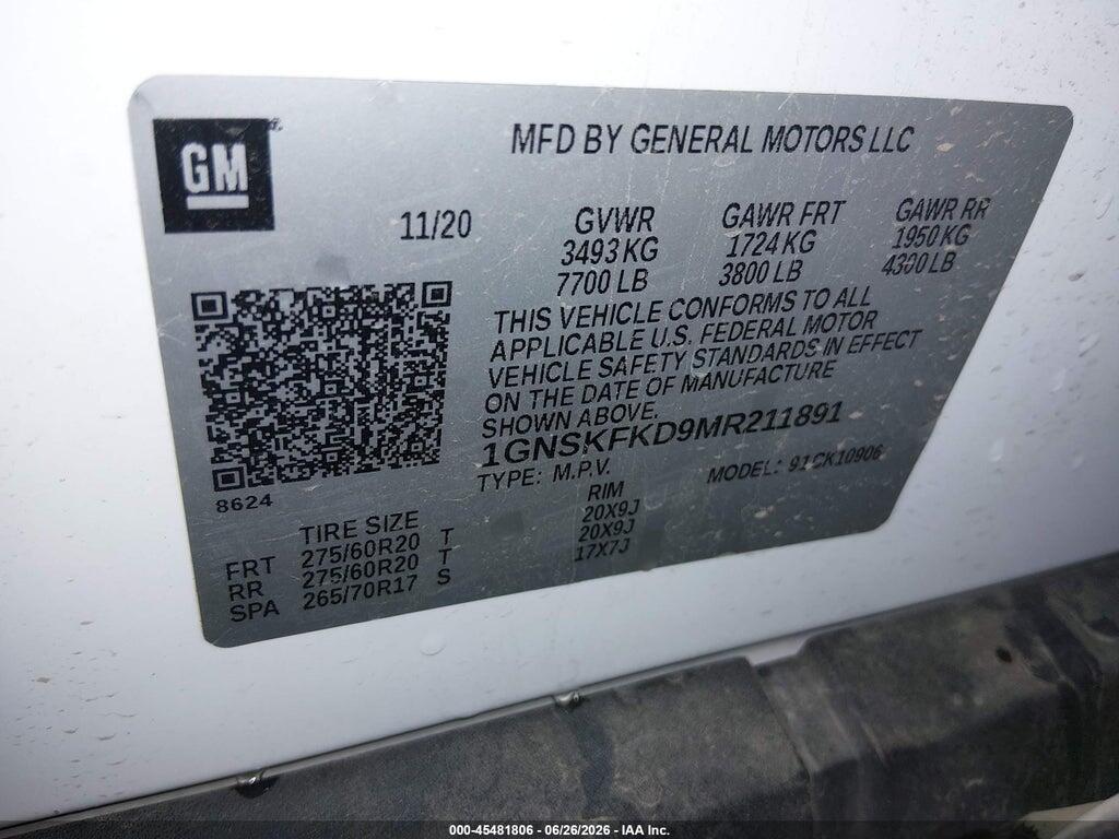 1GNSKFKD9MR211891 2021 CHEVROLET SUBURBAN photo no. 9