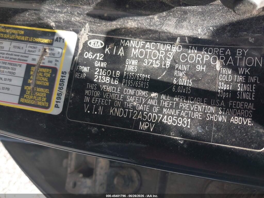 KNDJT2A50D7495931 2013 KIA SOUL photo no. 9