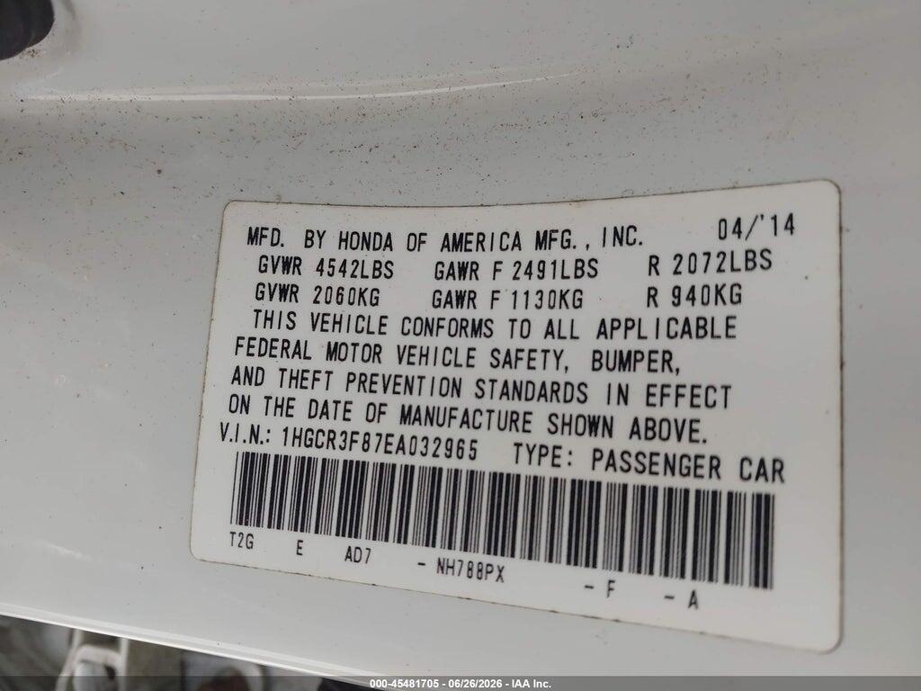 1HGCR3F87EA032965 2014 HONDA ACCORD photo no. 9