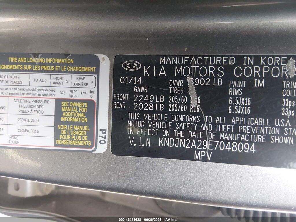 KNDJN2A29E7048094 2014 KIA SOUL photo no. 9