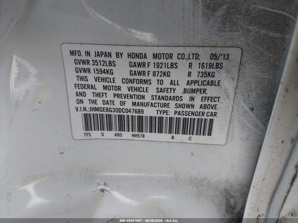 JHMGE8G30DC047689 2013 HONDA FIT photo no. 9