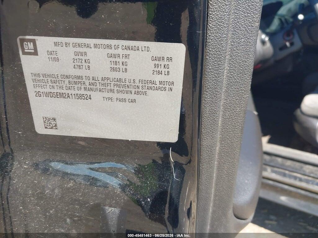 2G1WD5EM2A1158524 2010 CHEVROLET IMPALA photo no. 9