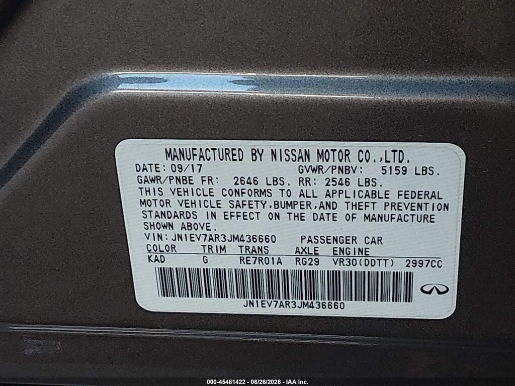 JN1EV7AR3JM436660 2018 INFINITI Q50 photo no. 9