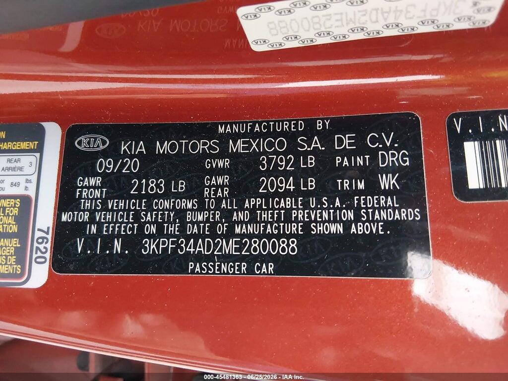 3KPF34AD2ME280088 2021 KIA FORTE photo no. 9