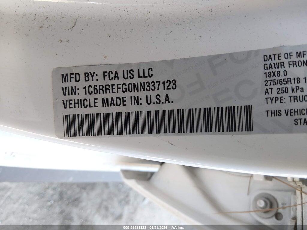 1C6RREFG0NN337123 2022 RAM 1500 photo no. 9