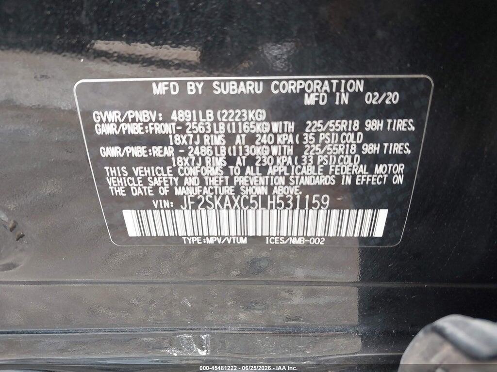 JF2SKAXC5LH531159 2020 SUBARU FORESTER photo no. 9