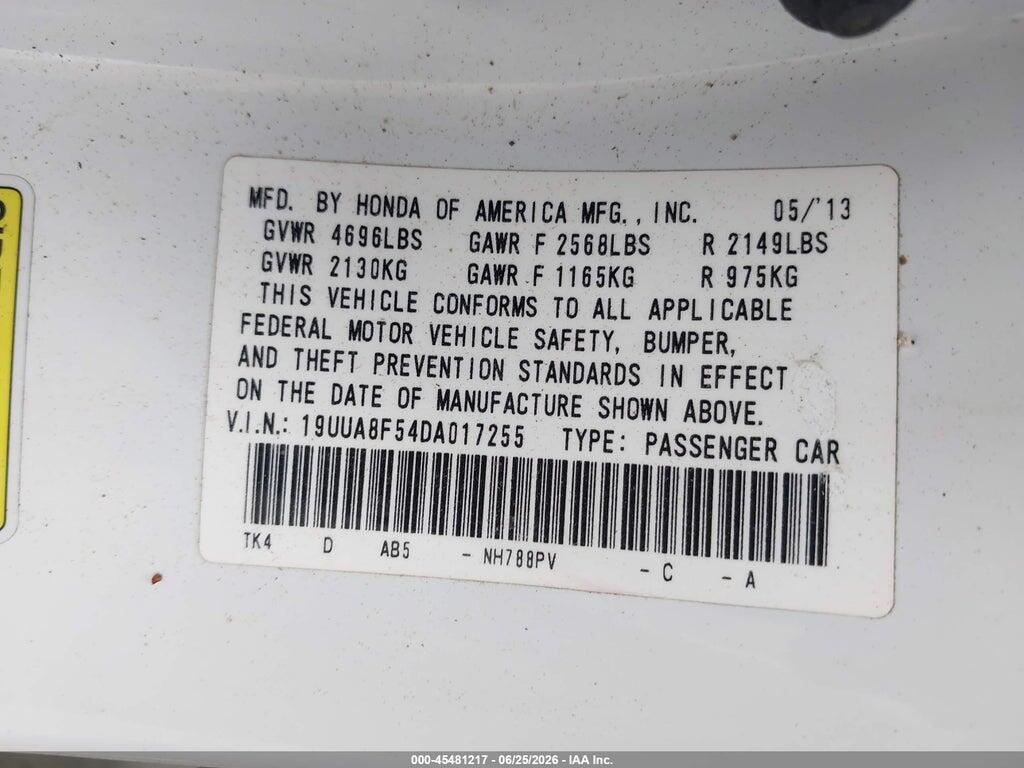 19UUA8F54DA017255 2013 ACURA TL photo no. 9