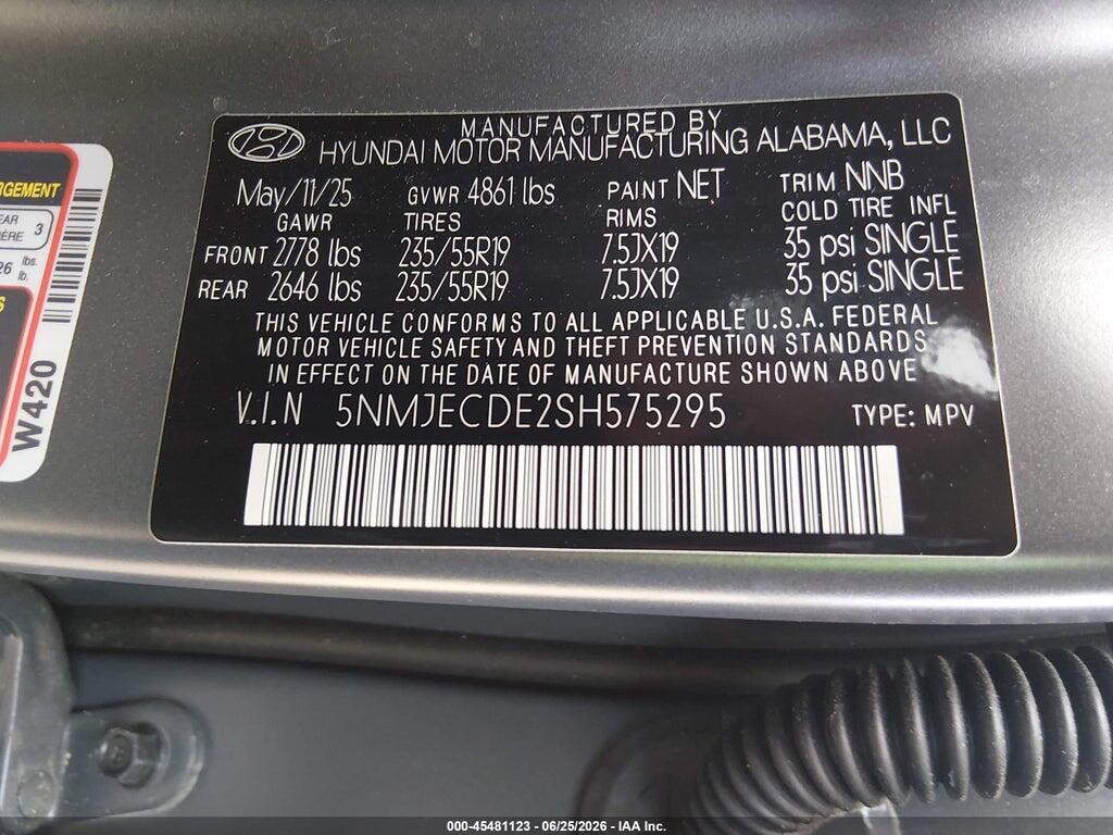 5NMJECDE2SH575295 2025 HYUNDAI TUCSON photo no. 9